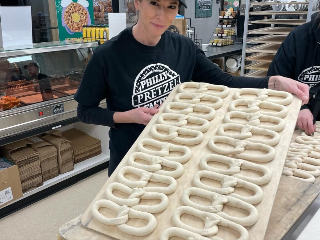 Fresh made pretzel dough before being baked.