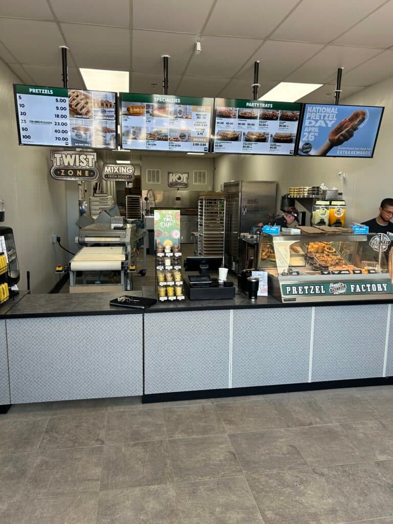 Main ordering counter at Philly Pretzel Factory Allendale